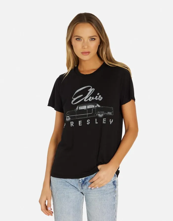 Women039s Wolf Elvis Presley Cadillac Black Lauren Moshi Short Sleeve