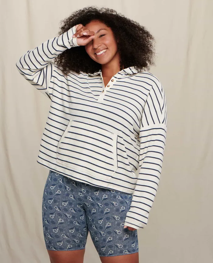 Women8217s ToadandCo Foothill Long Sleeve Hoodie Egret Stripe Loungewear and Sleep