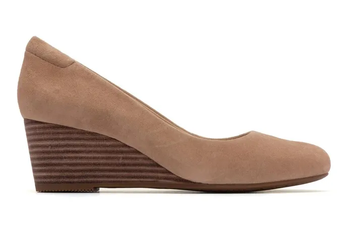 Women ABEO Footwear Dress Veranda Stacked Beige Suede Women ABEO Footwear Dress Veranda Stacked Beige Suede