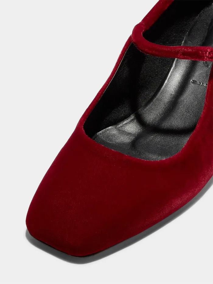 Women Aeyde ALINE Red Velvet Mary Jane Pump Aeyde Pumps