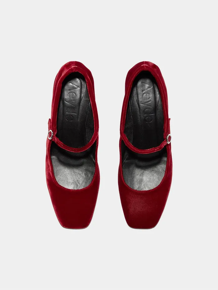 Women Aeyde ALINE Red Velvet Mary Jane Pump Aeyde Pumps