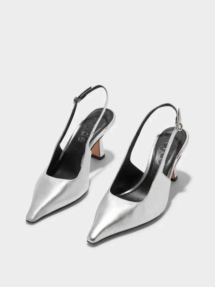 Women Aeyde FERNANDA Silver Pump Aeyde Slingbacks