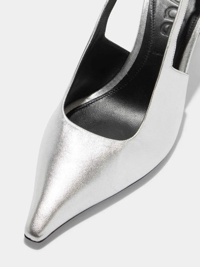 Women Aeyde FERNANDA Silver Pump Aeyde Slingbacks