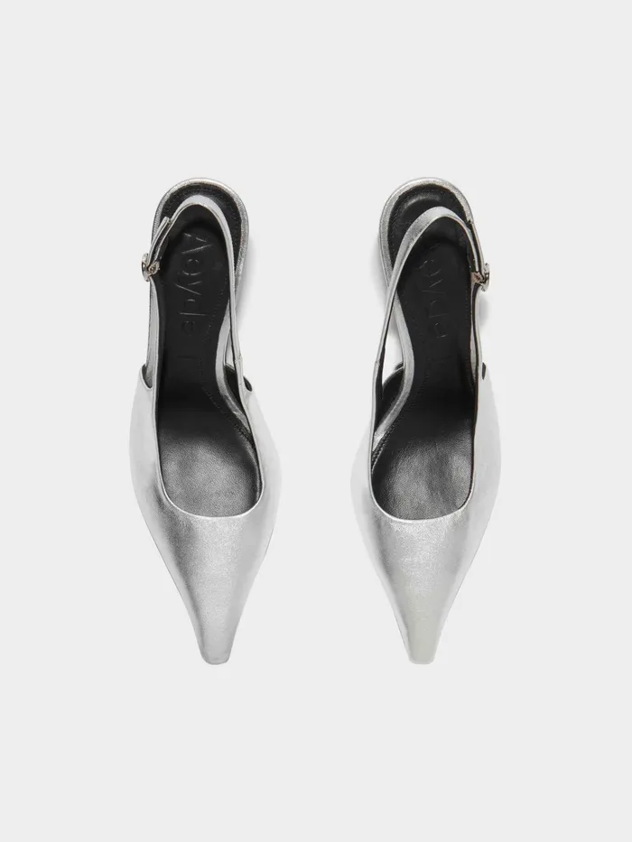 Women Aeyde FERNANDA Silver Pump Aeyde Slingbacks