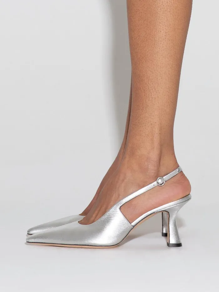 Women Aeyde FERNANDA Silver Pump Aeyde Slingbacks