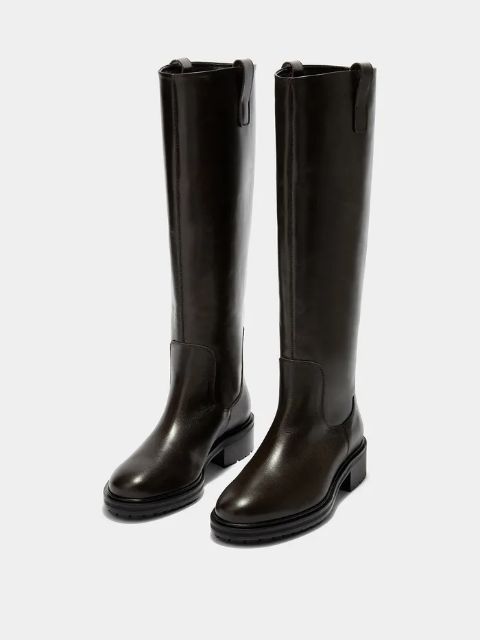 Women Aeyde HENRY Moka KneeHigh Riding Boot Aeyde KneeHigh Boots