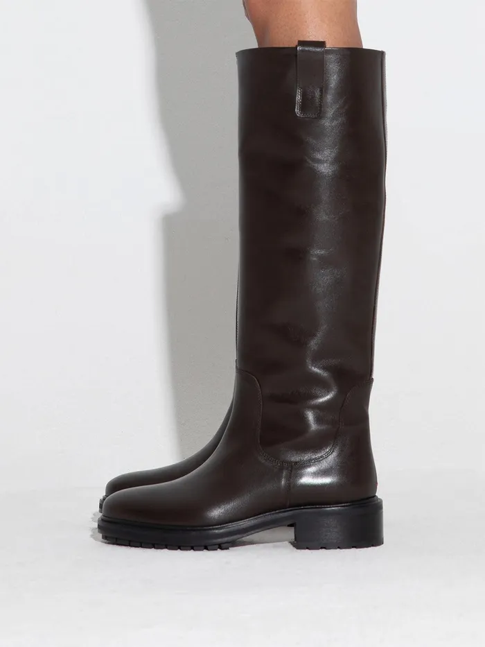 Women Aeyde HENRY Moka KneeHigh Riding Boot Aeyde KneeHigh Boots