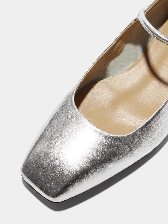 Women Aeyde UMA Silver Mary Jane Flat Aeyde Flats