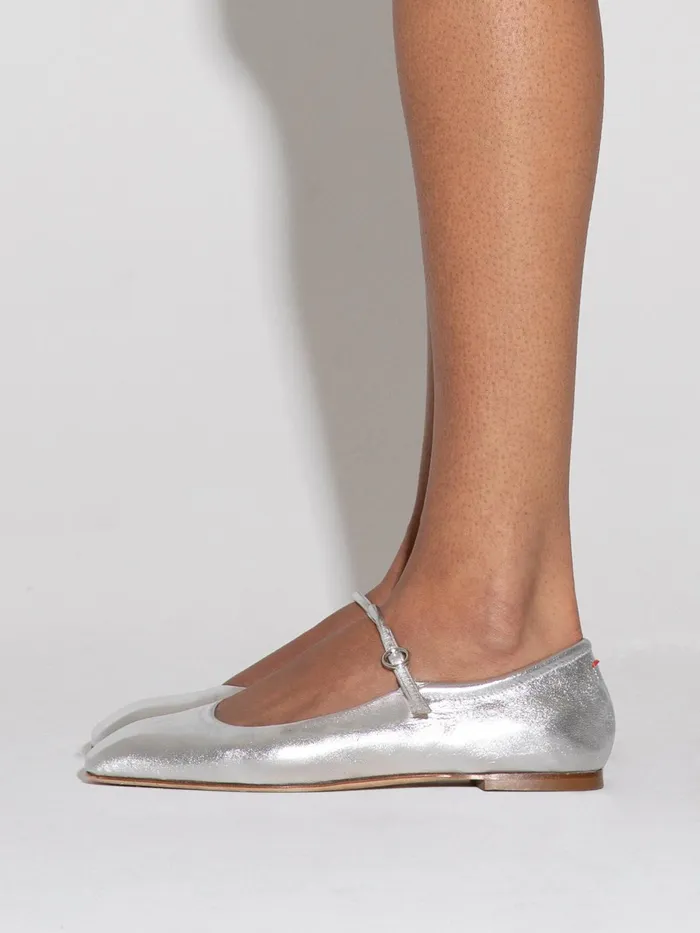 Women Aeyde UMA Silver Mary Jane Flat Aeyde Flats