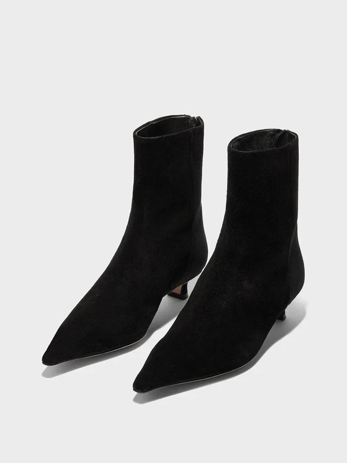 Women Aeyde ZOE Black Suede Kitten Heel Ankle Boot Aeyde Ankle Boots