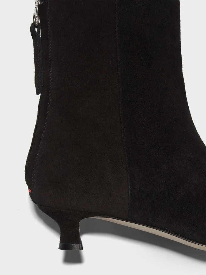 Women Aeyde ZOE Black Suede Kitten Heel Ankle Boot Aeyde Ankle Boots