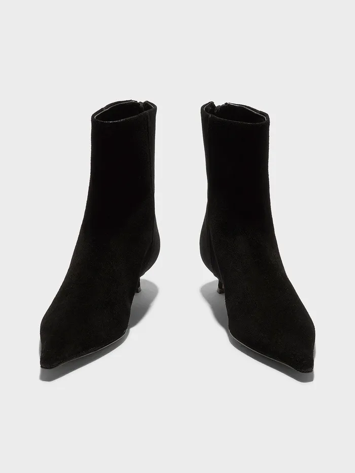Women Aeyde ZOE Black Suede Kitten Heel Ankle Boot Aeyde Ankle Boots