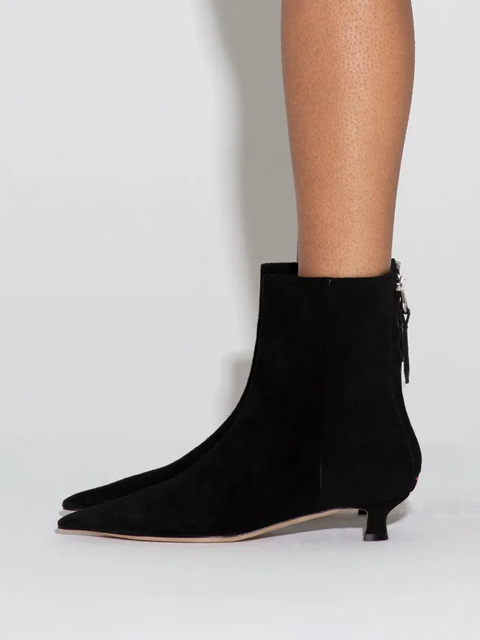 Women Aeyde ZOE Black Suede Kitten Heel Ankle Boot Aeyde Ankle Boots