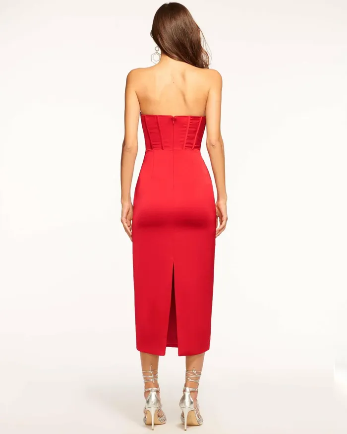 Women Alianna Strapless Midi Dress Soiree Red Ramy Brook Dresses Women Alianna Strapless Midi Dress Soiree Red Ramy Brook Dresses