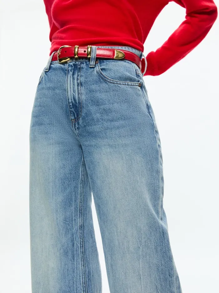 Women Alice Olivia Hayden Buckle Belt Bright Rubygold