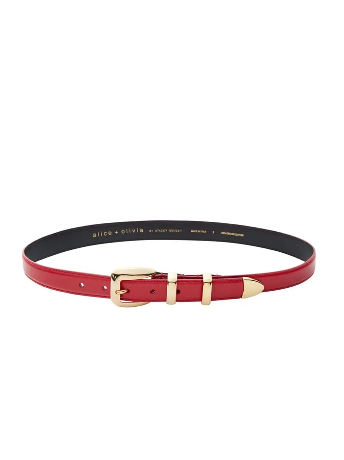 Women Alice Olivia Hayden Buckle Belt Bright Rubygold