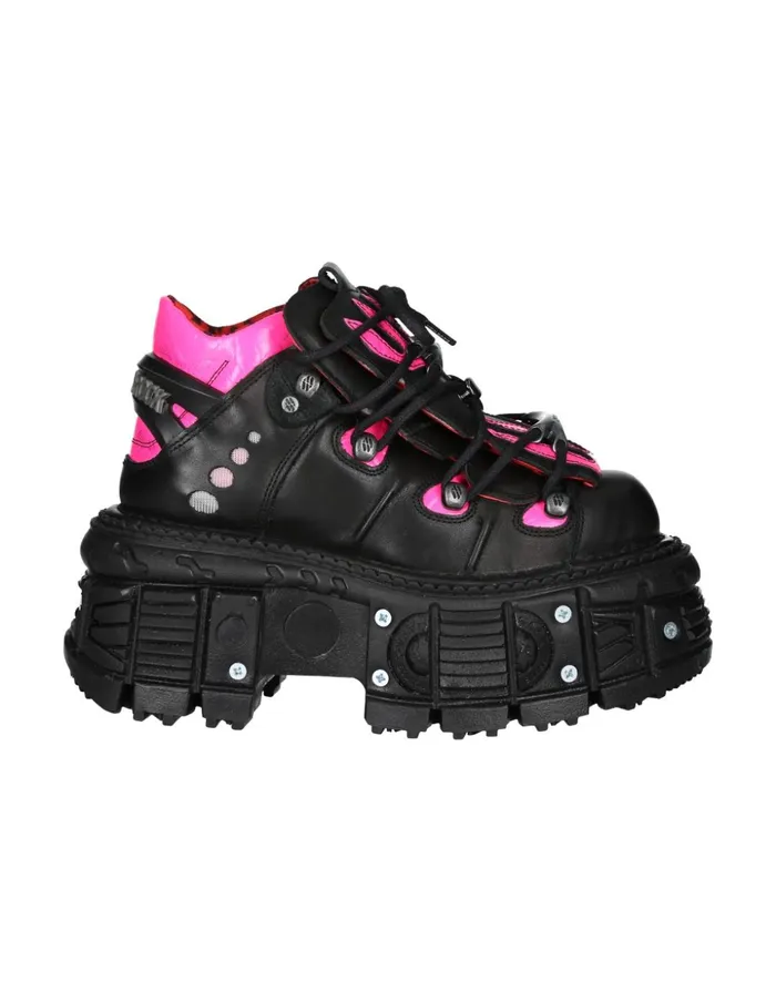 Women Ankle Boot Black Imperfect Tank With Laces MMet011C4 New Rock Platform Women Ankle Boot Black Imperfect Tank With Laces MMet011C4 New Rock Platform