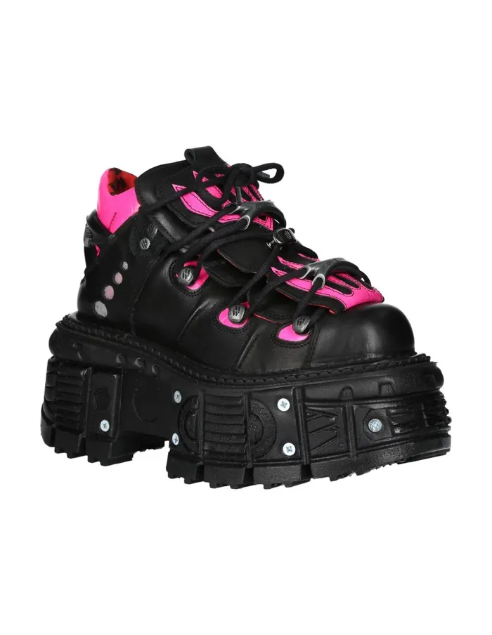 Women Ankle Boot Black Imperfect Tank With Laces MMet011C4 New Rock Platform Women Ankle Boot Black Imperfect Tank With Laces MMet011C4 New Rock Platform