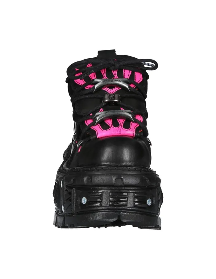 Women Ankle Boot Black Imperfect Tank With Laces MMet011C4 New Rock Platform Women Ankle Boot Black Imperfect Tank With Laces MMet011C4 New Rock Platform