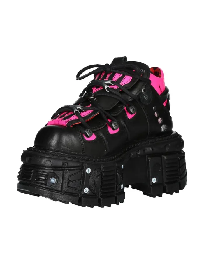 Women Ankle Boot Black Imperfect Tank With Laces MMet011C4 New Rock Platform Women Ankle Boot Black Imperfect Tank With Laces MMet011C4 New Rock Platform