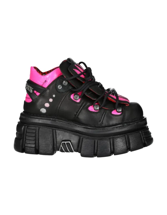 Women Ankle Boot Black Tower With Laces MMet011C3 New Rock Platform Women Ankle Boot Black Tower With Laces MMet011C3 New Rock Platform