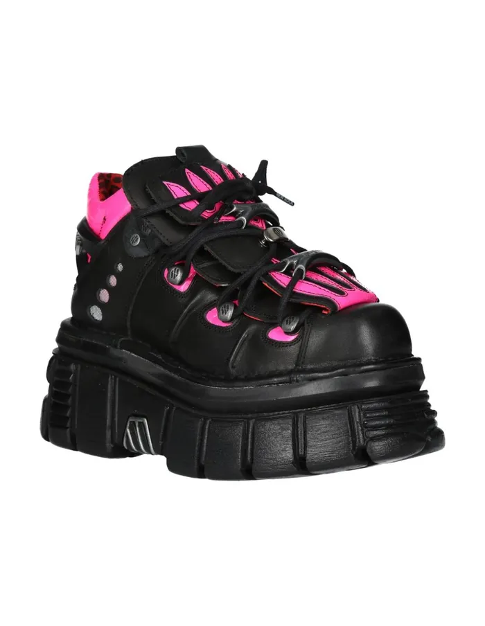 Women Ankle Boot Black Tower With Laces MMet011C3 New Rock Platform Women Ankle Boot Black Tower With Laces MMet011C3 New Rock Platform