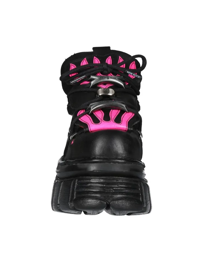Women Ankle Boot Black Tower With Laces MMet011C3 New Rock Platform Women Ankle Boot Black Tower With Laces MMet011C3 New Rock Platform