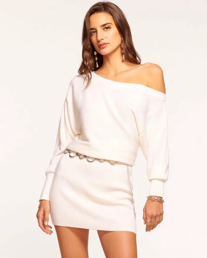 Women Anna OffTheShoulder Sweater Dress Ivory Ramy Brook Dresses