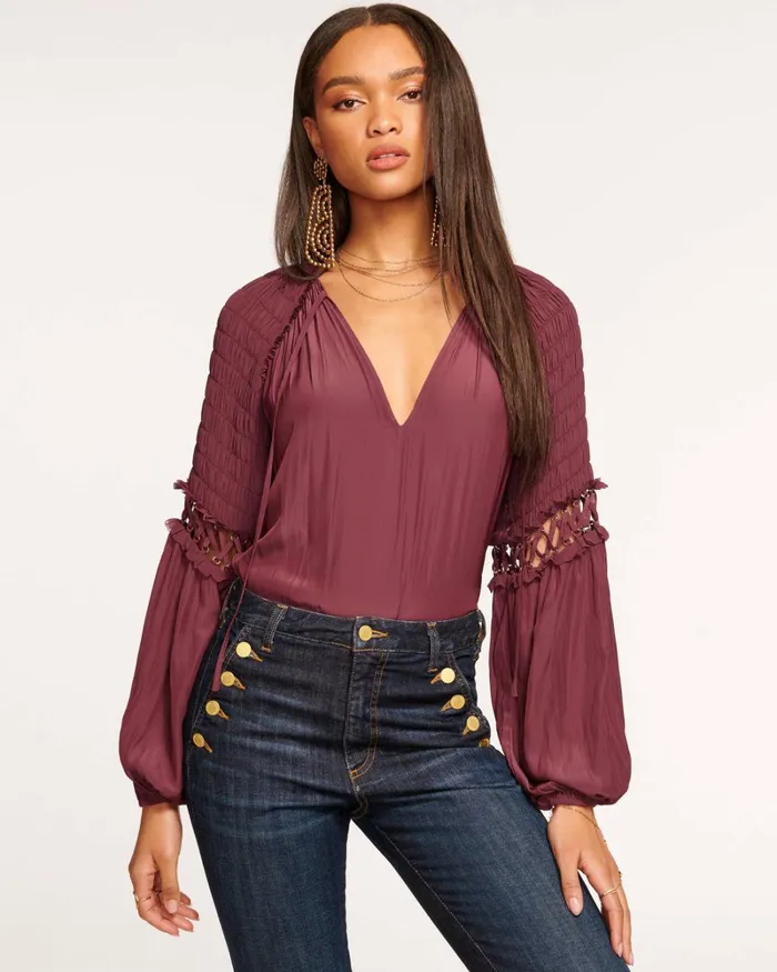 Women Ayla Embellished Blouse Cabernet Ramy Brook Tops Women Ayla Embellished Blouse Cabernet Ramy Brook Tops