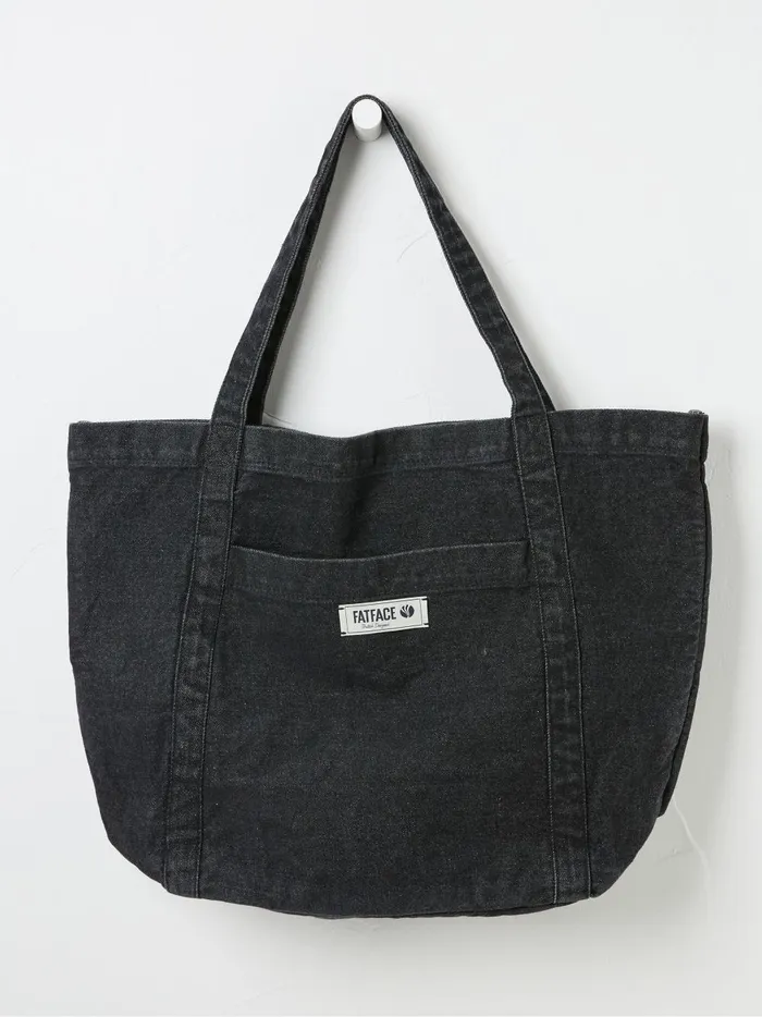 Women Bags and Purses Fat Face Astrid Black Pocket Tote Bag