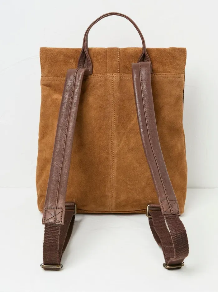 Women Bags and Purses Fat Face Rue Brown Suede Rucksack