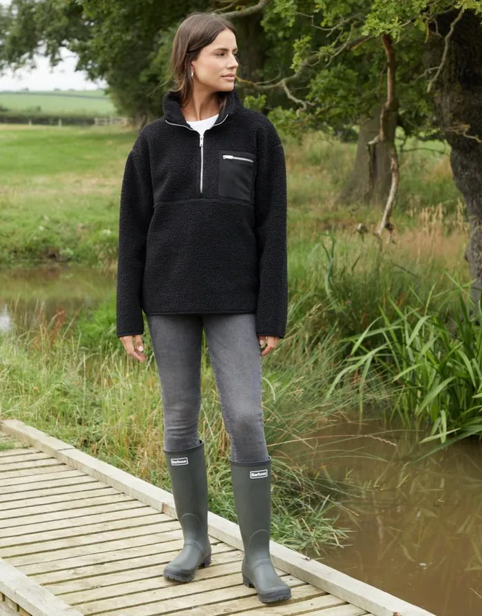 Women Black Half Zip Borg Fleece Threadbare Jackets Women Black Half Zip Borg Fleece Threadbare Jackets