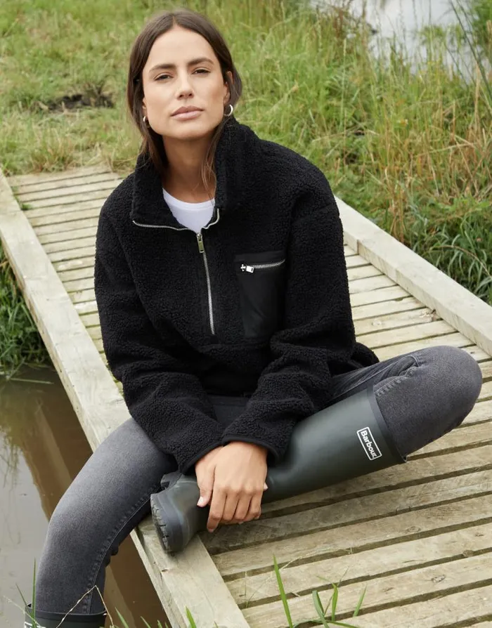 Women Black Half Zip Borg Fleece Threadbare Jackets Women Black Half Zip Borg Fleece Threadbare Jackets