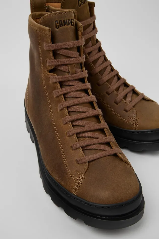Women Brutus Brown Nubuck Boots Camper Ankle Boots
