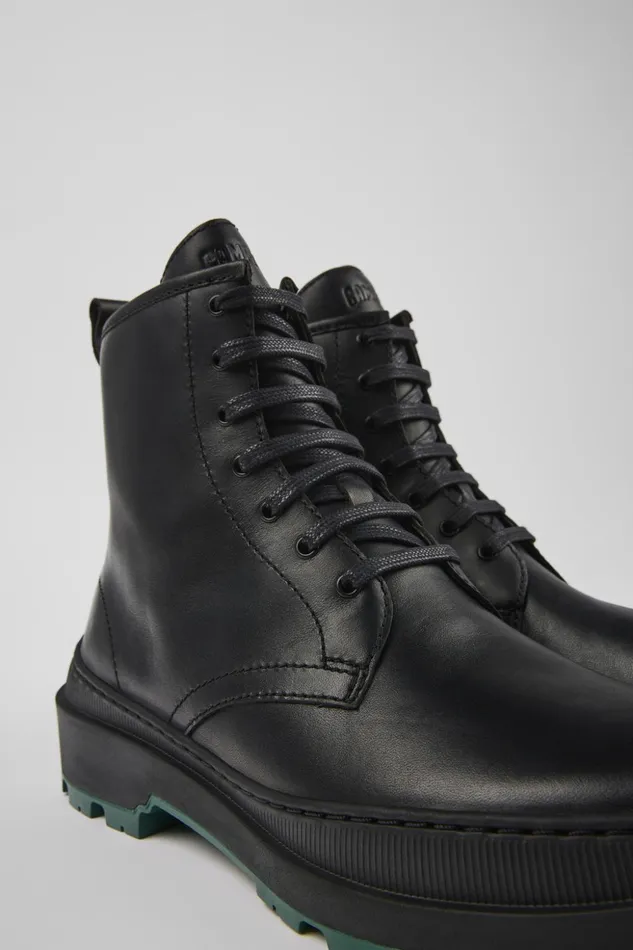 Women Brutus Trek MICHELIN Black Leather Boots Camper Ankle Boots