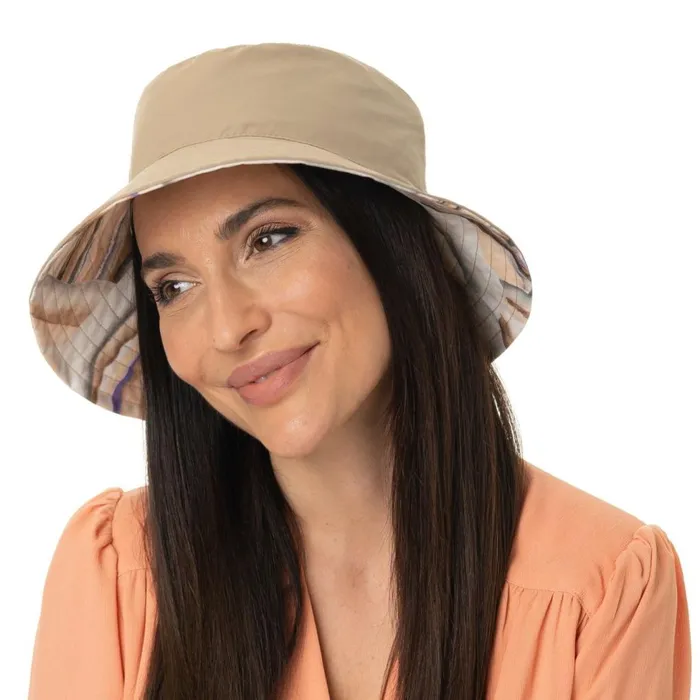 Women Bucket Hats Mayser Imelda Reversible Hat With UV Protection Beigegray Women Bucket Hats Mayser Imelda Reversible Hat With UV Protection Beigegray