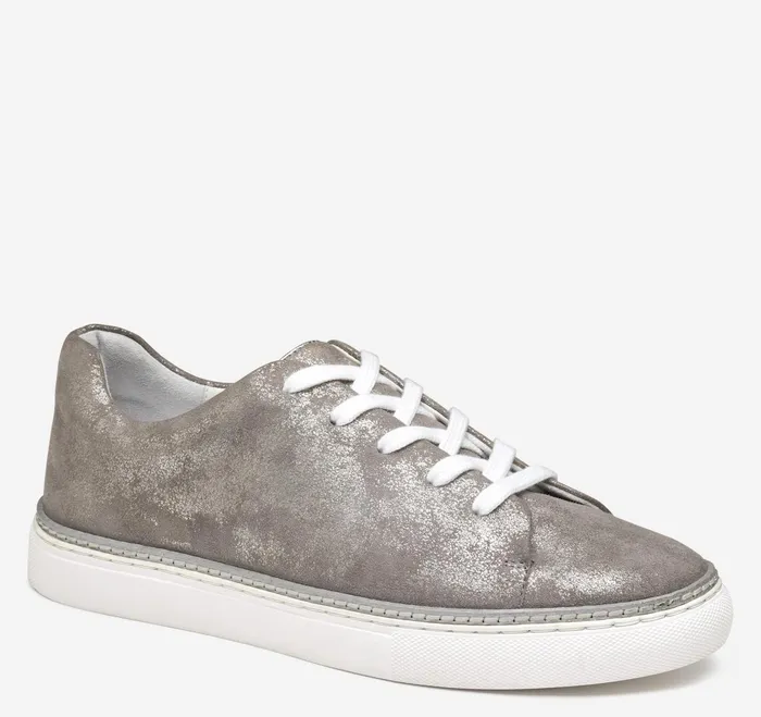 Women Callie LaceToToe Silver Metallic Italian Suede JohnstonandMurphy Sneakers Women Callie LaceToToe Silver Metallic Italian Suede JohnstonandMurphy Sneakers