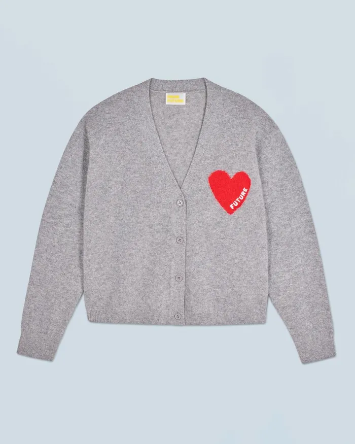 Women Cashmere Cardigans From Future Light Heart Cardigan Sweater Dark Heather Gray