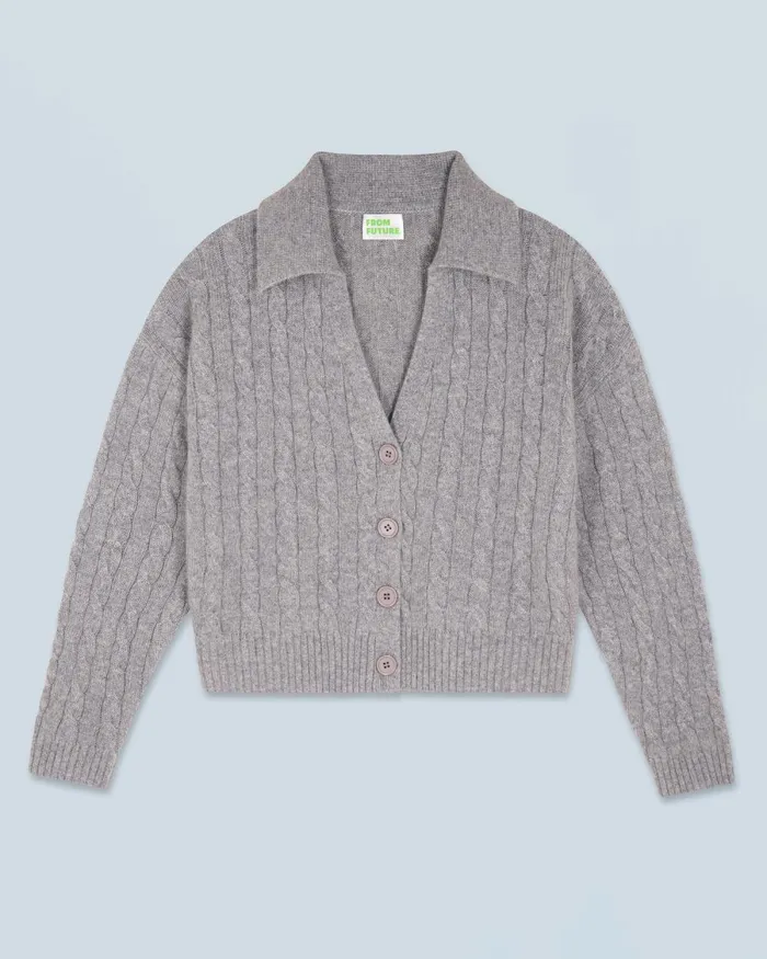 Women Cashmere Cardigans From Future Ribbed Cardigan Sweater Dark Heather Gray