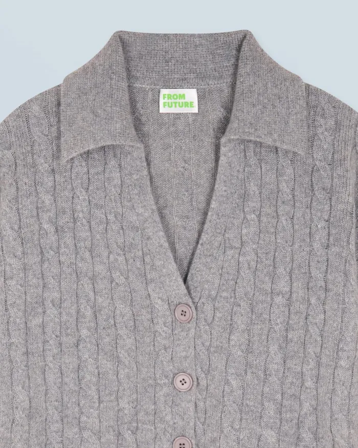 Women Cashmere Cardigans From Future Ribbed Cardigan Sweater Dark Heather Gray