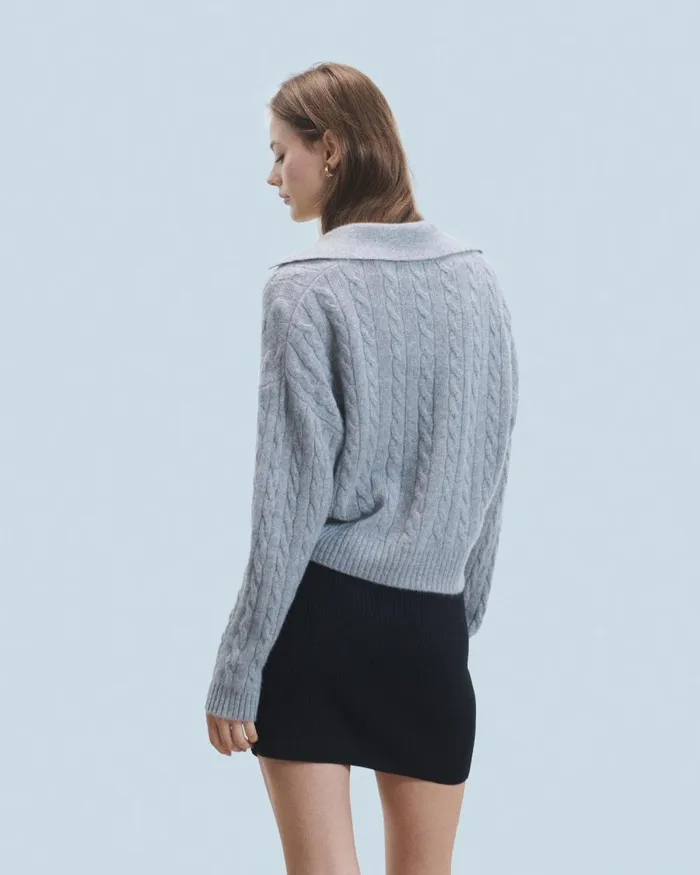 Women Cashmere Cardigans From Future Ribbed Cardigan Sweater Dark Heather Gray