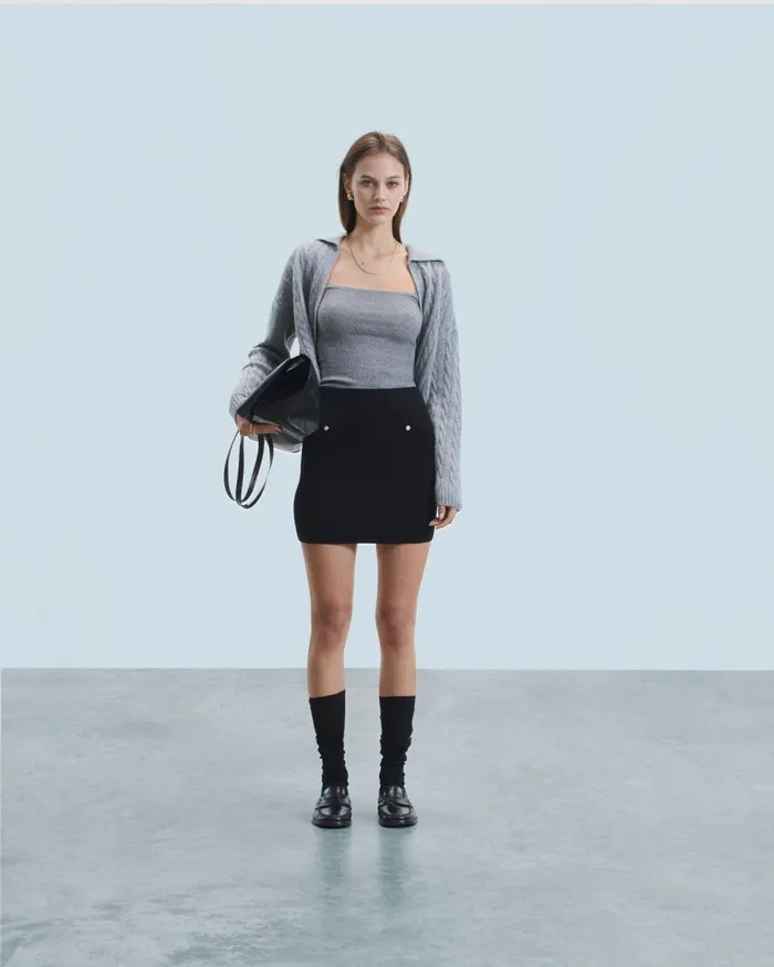 Women Cashmere Cardigans From Future Ribbed Cardigan Sweater Dark Heather Gray