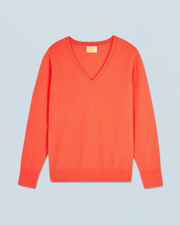 Women Cashmere Sweaters From Future Basic VNeck Sweater Utopic Corail