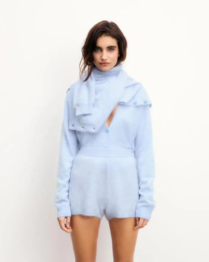 Women Cashmere Sweaters From Future Brushed Cardigan Sweater Baby Blue