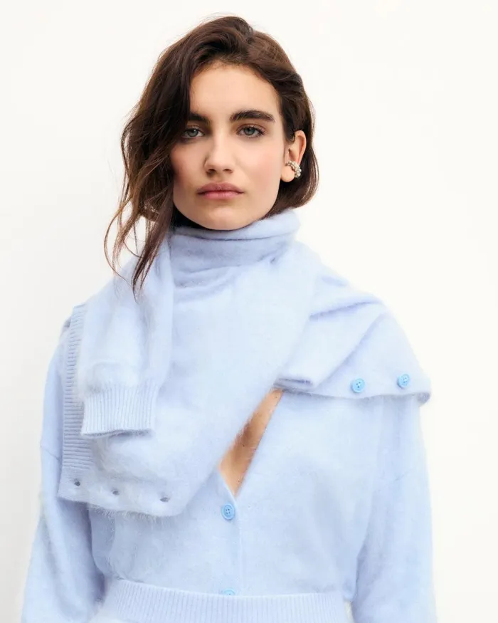 Women Cashmere Sweaters From Future Brushed Cardigan Sweater Baby Blue