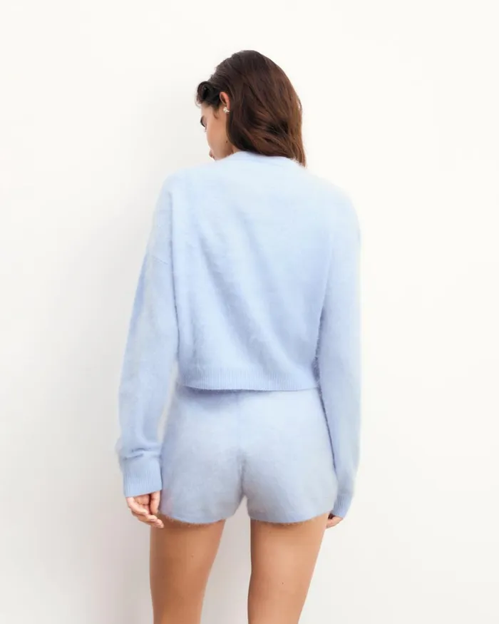 Women Cashmere Sweaters From Future Brushed Cardigan Sweater Baby Blue