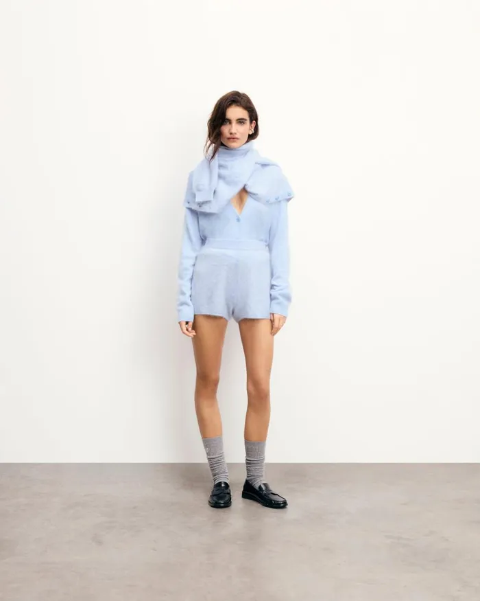 Women Cashmere Sweaters From Future Brushed Cardigan Sweater Baby Blue