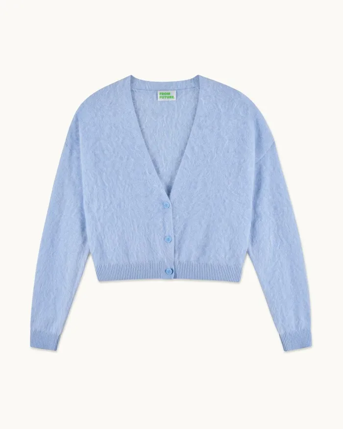 Women Cashmere Sweaters From Future Brushed Cardigan Sweater Baby Blue