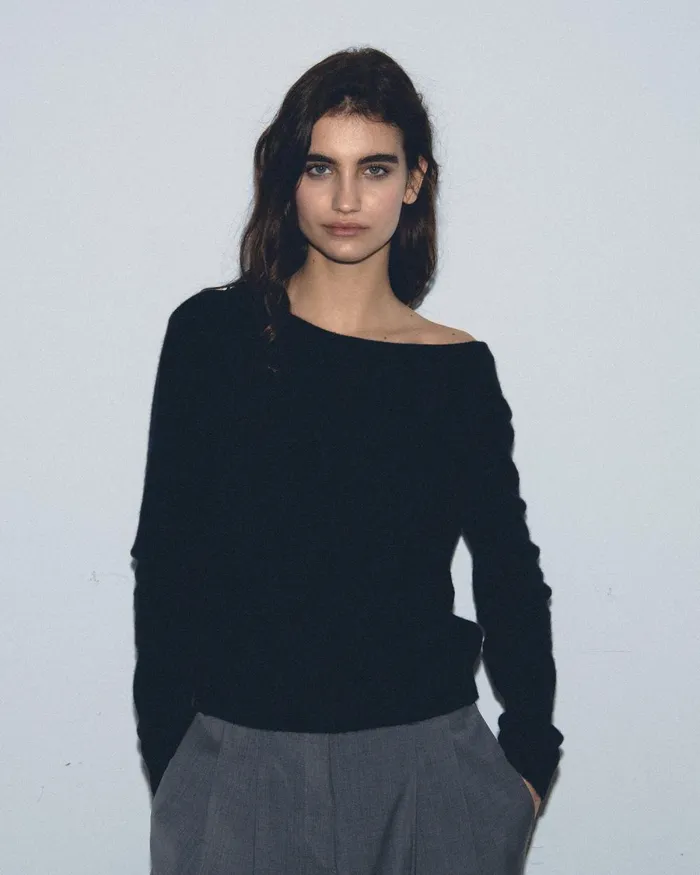 Women Cashmere Sweaters From Future Crewneck Backless Buttoned Sweater Navy