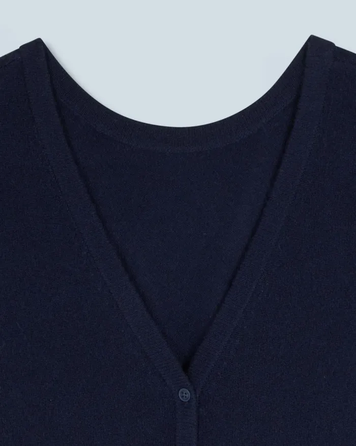 Women Cashmere Sweaters From Future Crewneck Backless Buttoned Sweater Navy